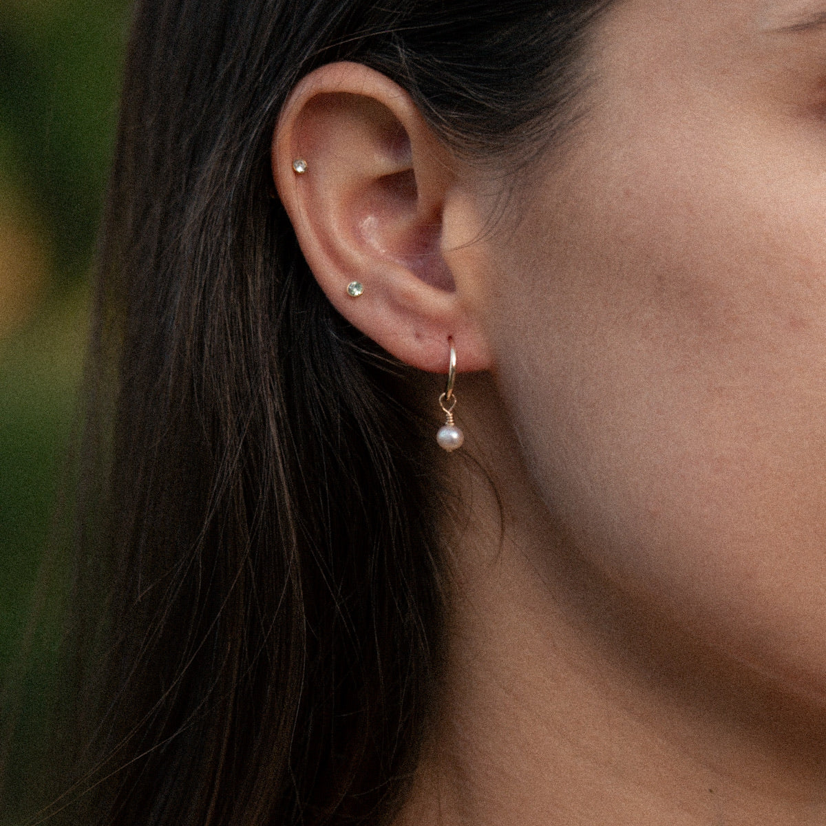 Selene Pearl Hoop Earrings