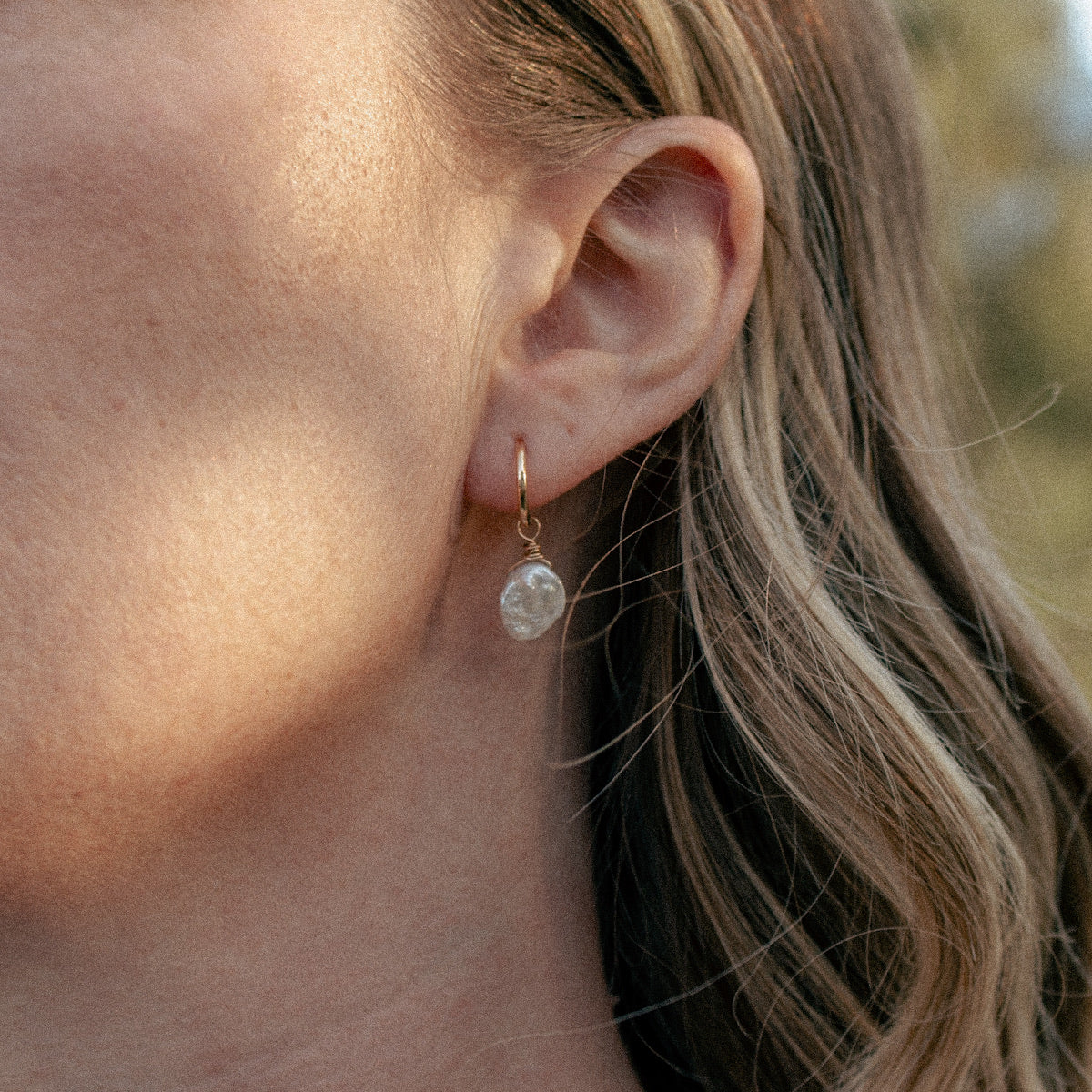 Aurora Pearl Hoop Earrings