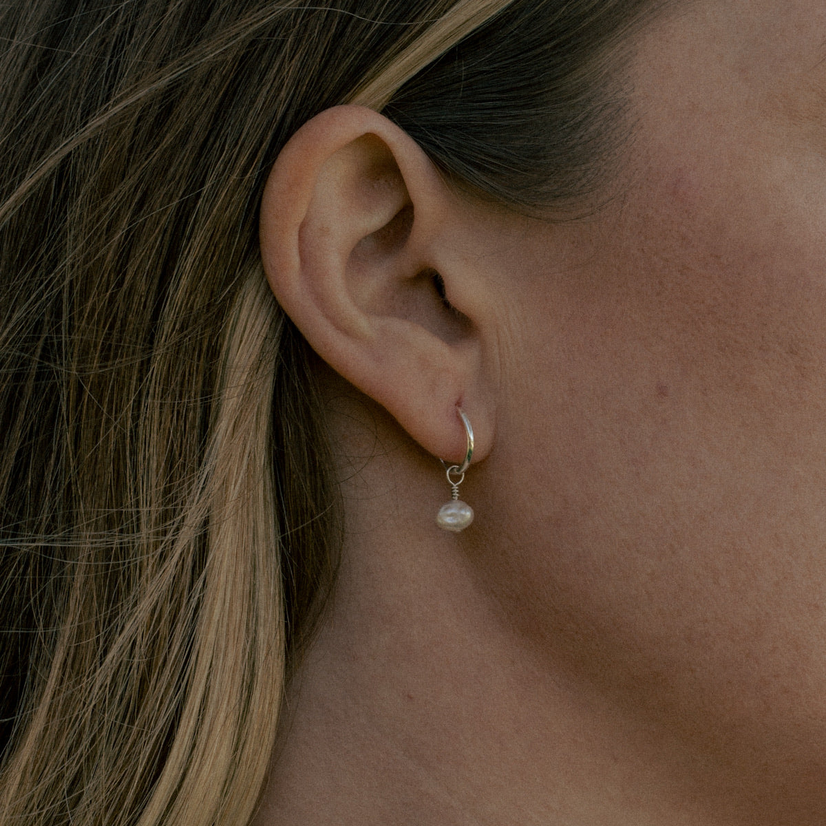 Selene Pearl Hoop Earrings