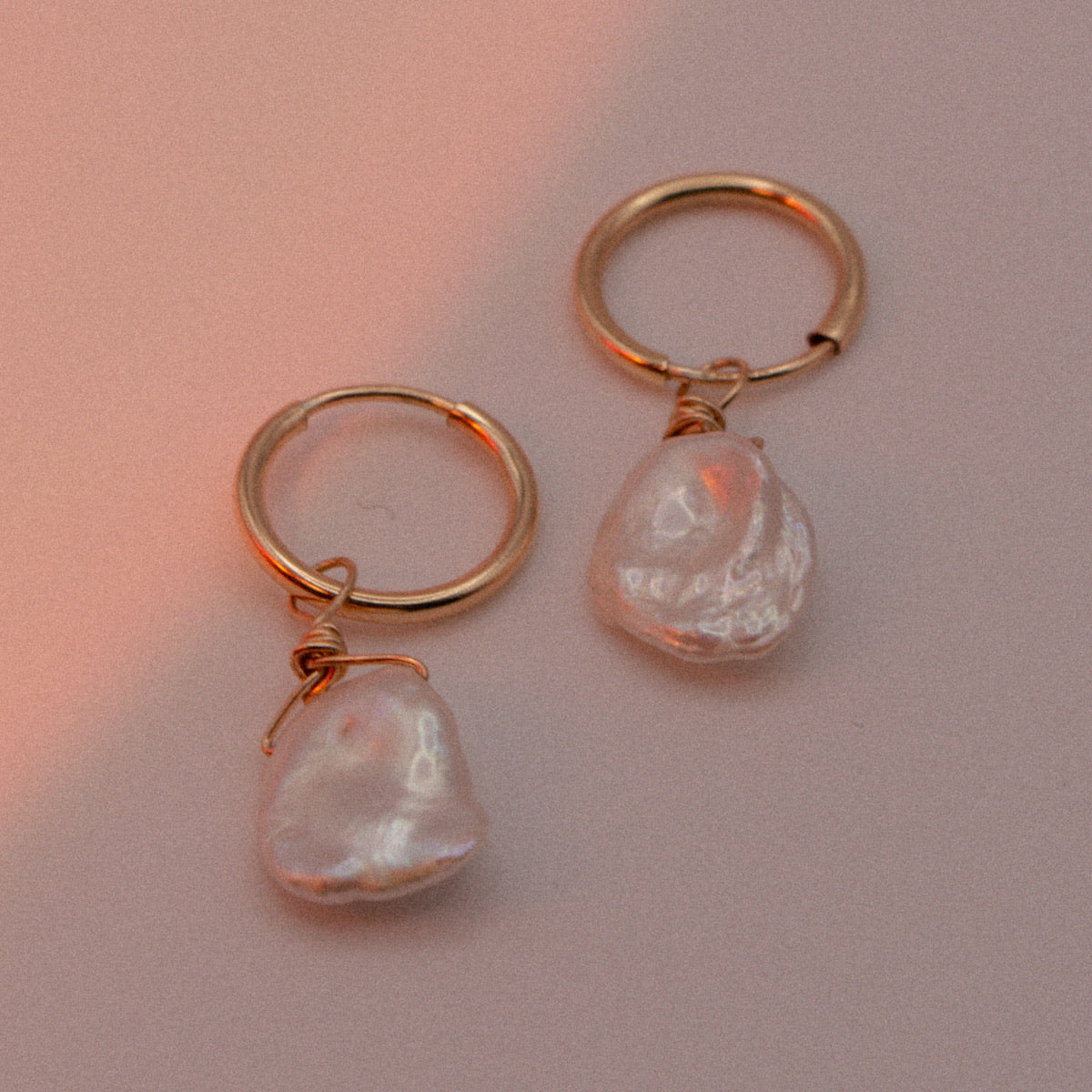 Aurora Pearl Hoop Earrings