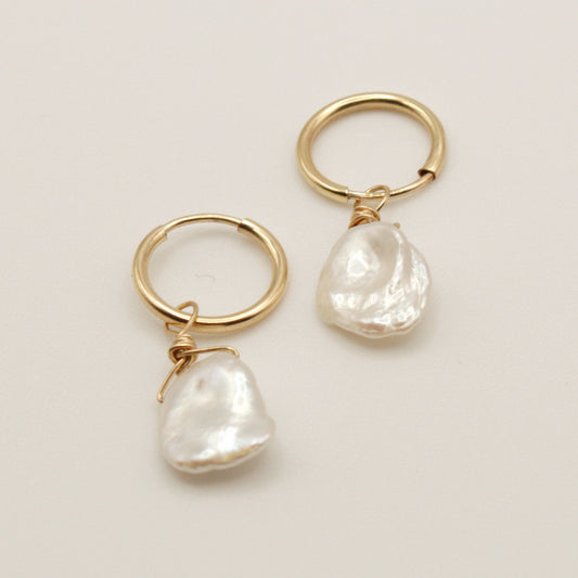 Aurora Pearl Hoop Earrings