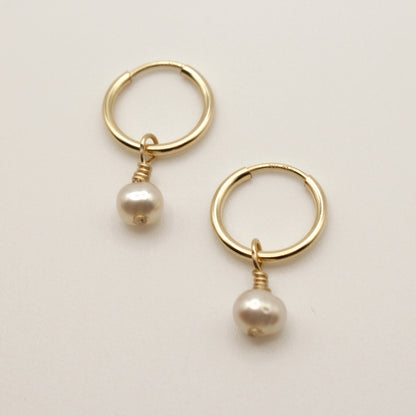 Selene Pearl Hoop Earrings