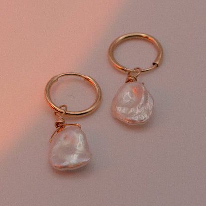 Aurora Pearl Hoop Earrings